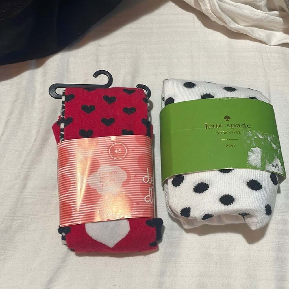 Kate spade 4/5 and Deux par Deux tights bundle nwt polka dot and mixed print